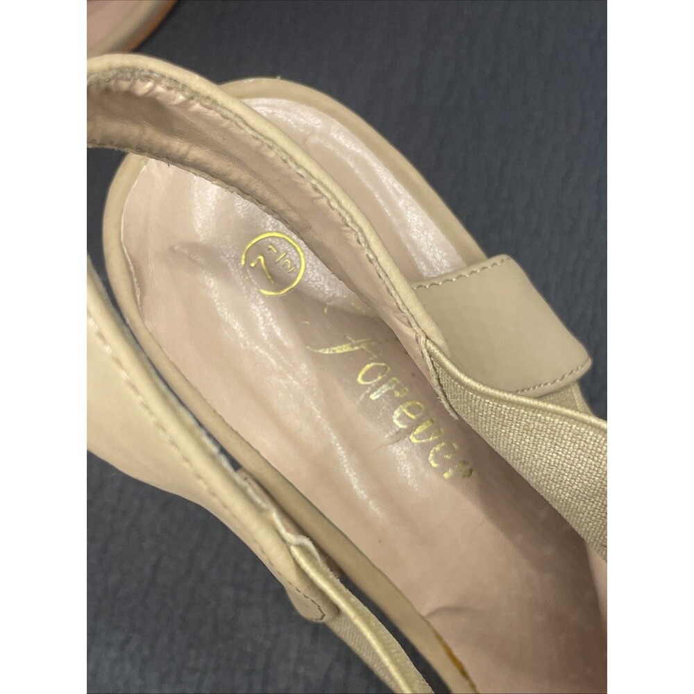 Size 7.5 ‘Forever’ Nude Cutout Slingback Sandals – 3.5” Block Heel Summer Heels - Picture 5 of 7